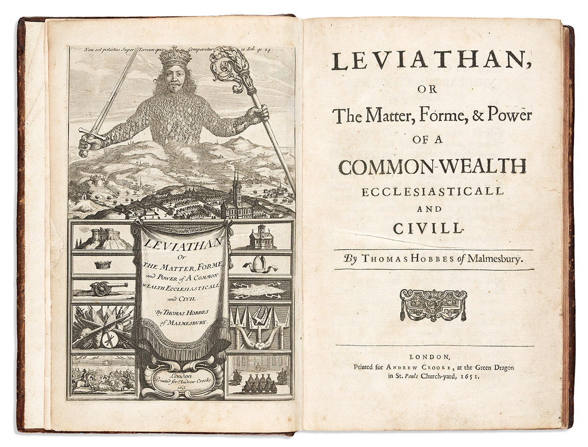 Hobbes, Thomas (1588-1679) Leviathan, or The Matter, Forme and Power of a Commonwealth Ecclesiastical and Civill.